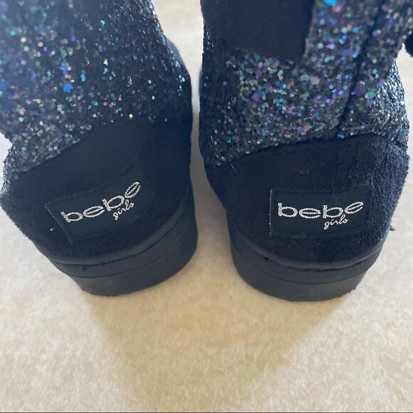 Bebe girls boots black sparkle size 7 - Picture 2 of 6
